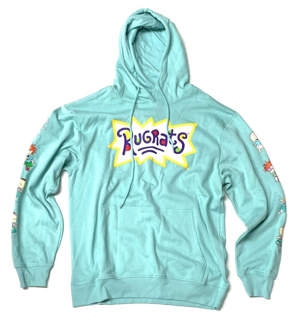 Rugrats Hoodie Size L Chucky Tommy The Twins Hooded Sweatshirt Mint Green Large